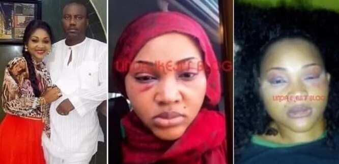 Mercy Aigbe and husband before and after abuse