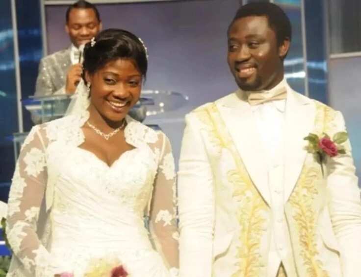 Nigerian actress Mercy Johnson's wedding dress