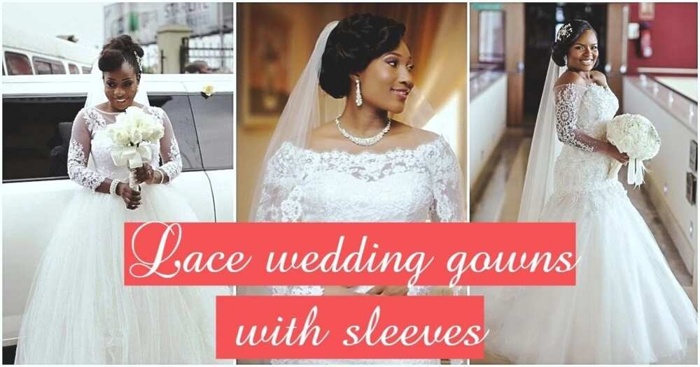 Lace wedding gowns with sleeves for ladies