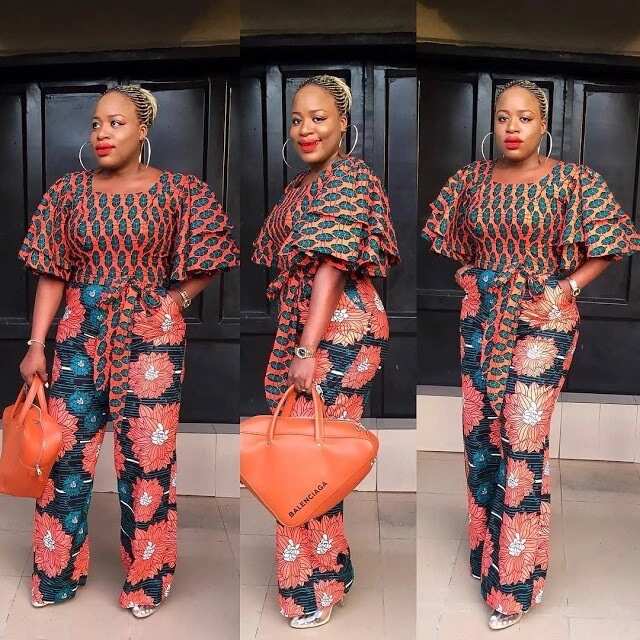 Ankara jumpsuit for plus size with frills