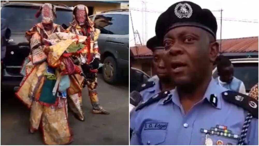 Police officers arrest masquerades for allegedly robbing Agege residents (photos, video)