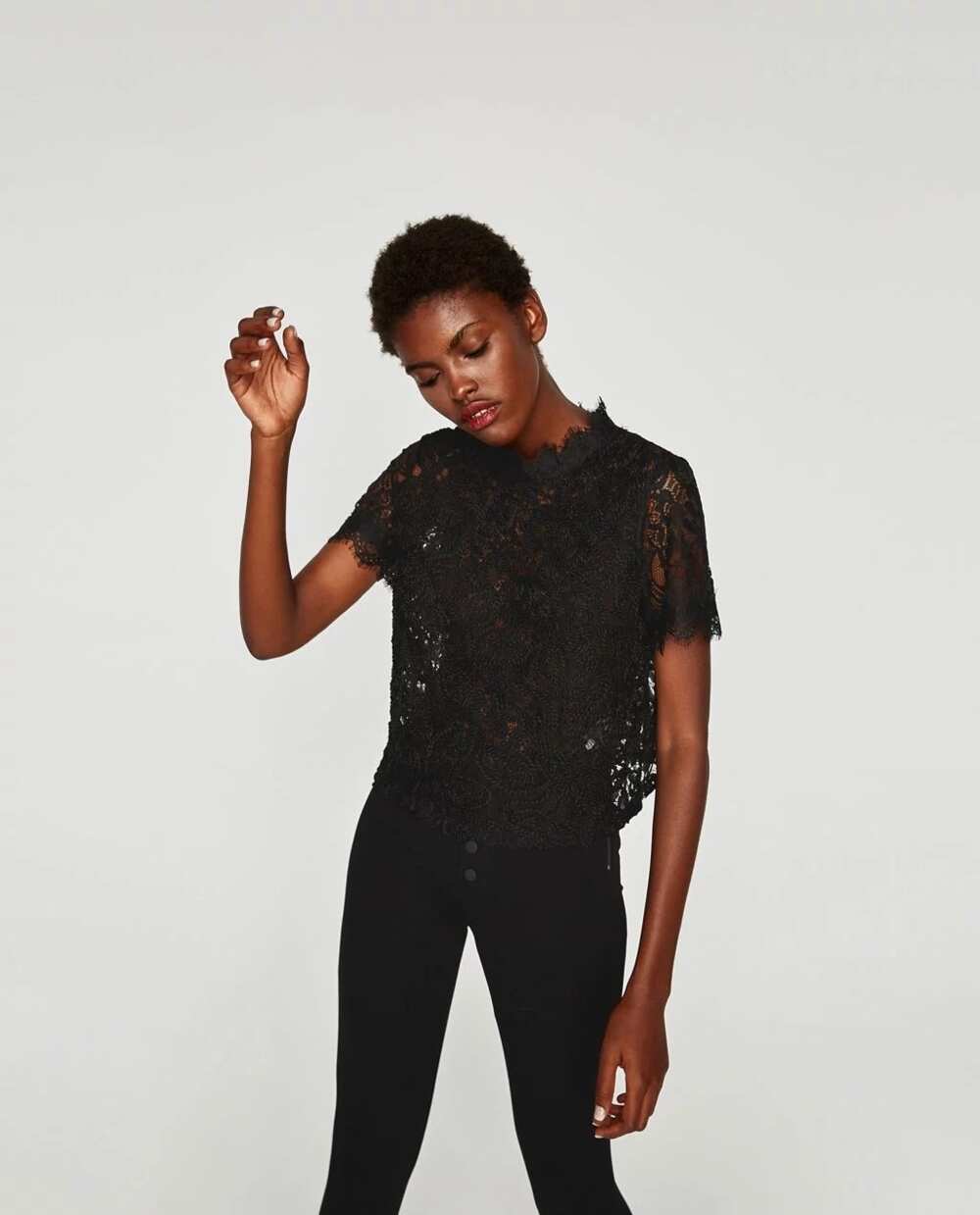 Black cord lace blouse