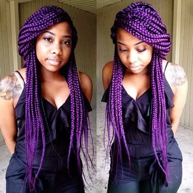 Long colored box braids