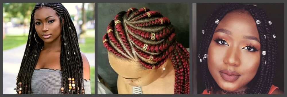 Nigerian braids for round face with decorations