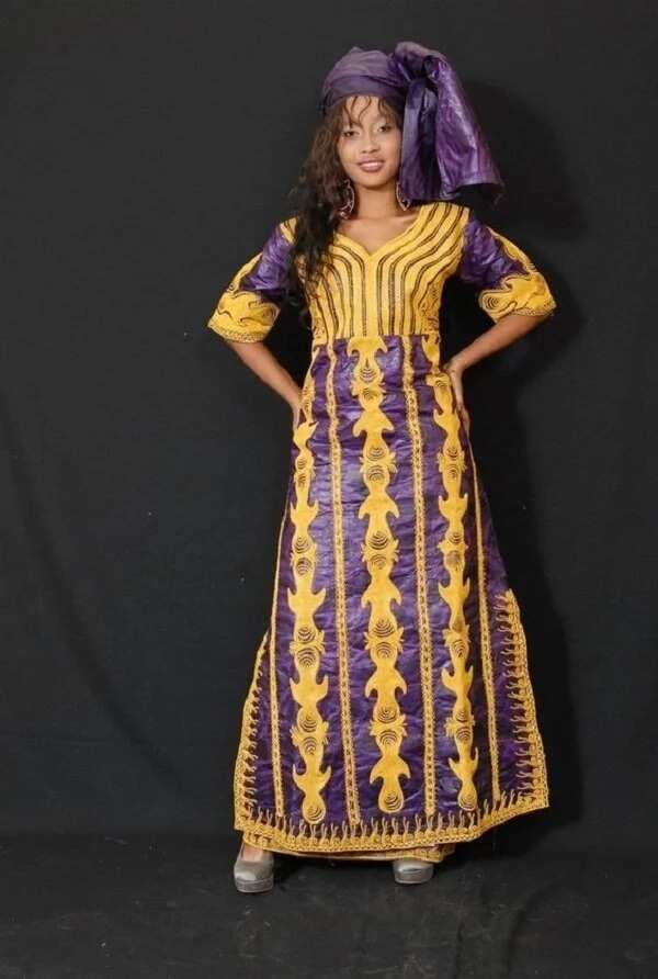 Senegalese gown with short sleeves