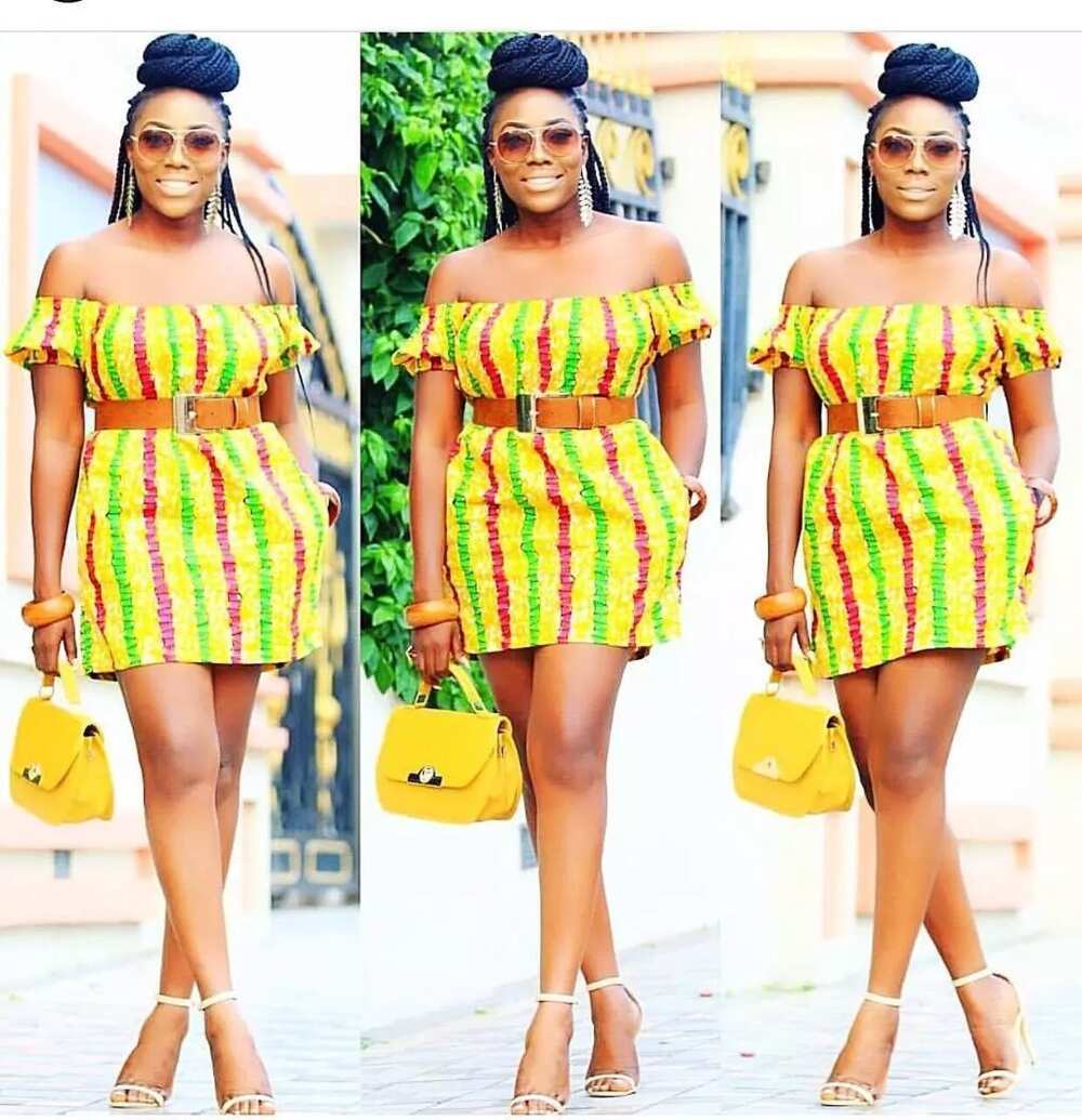 Short Ankara off-shoulder dress