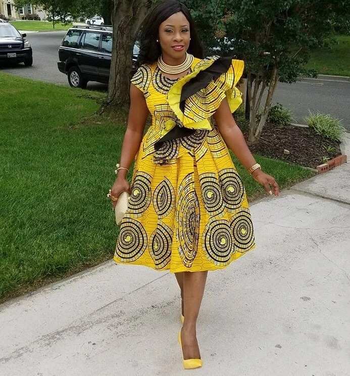 Ankara evening gown with frills