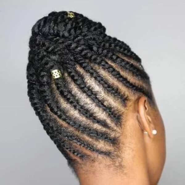 Upswept flat twists updo