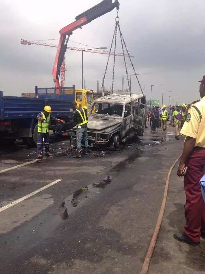 Fayose’s G-Wagon completely burnt down in Lagos