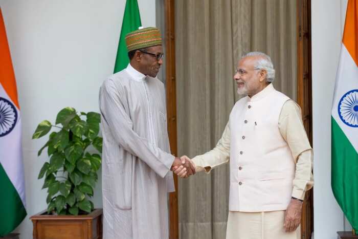 Индия нигерия. Modi Buhari meeting.