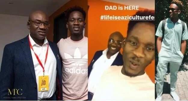 Mr Eazi with his father
Source: Snapchat, Mr eazi