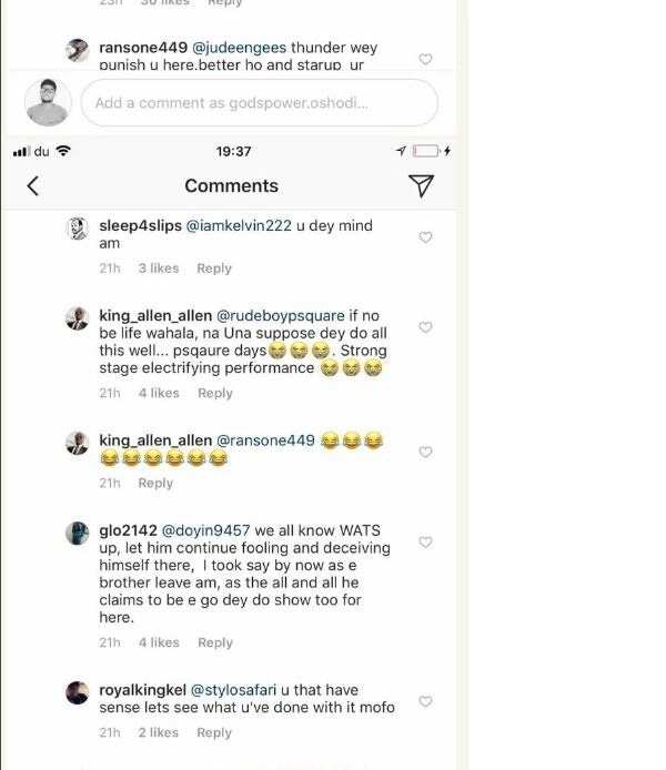 Fans slam Jude Okoye over the break of the Psquare after he commented on Wizkid's post