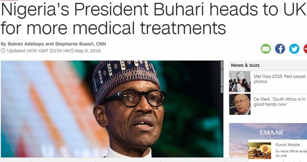 Foreign media reacts to Buhari's UK medical trip