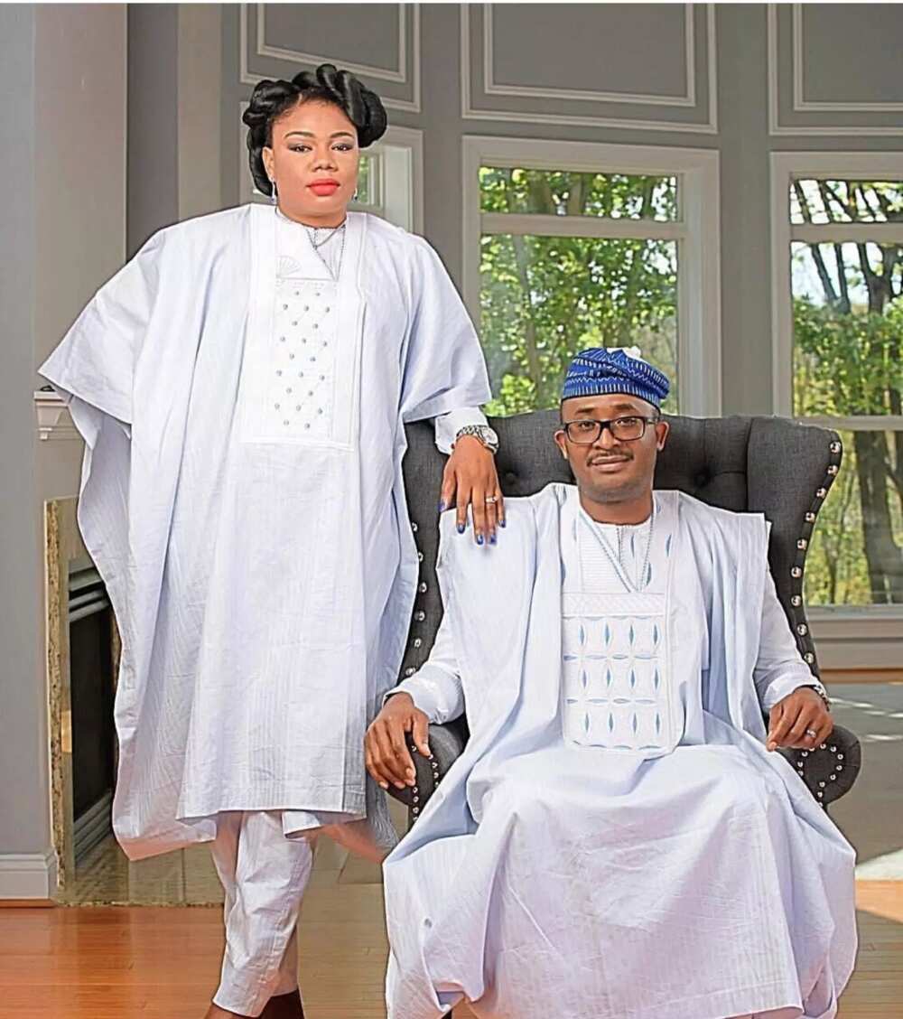 White agbada styles for couples
