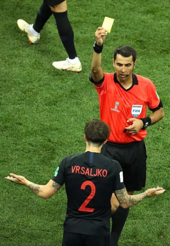 Croatia defender Sime Vrsaljko receives a yellow card for his troubles during their 3-0 win over Argentina Photo Credit: Getty Images.