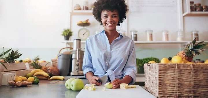 Black woman is cooking