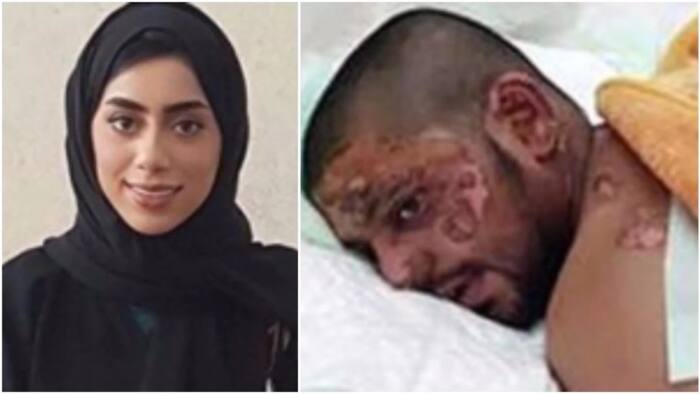 22-year-old Muslim lady saves a man from roasting to death by dousing the fire on him with an Abaya (photos)