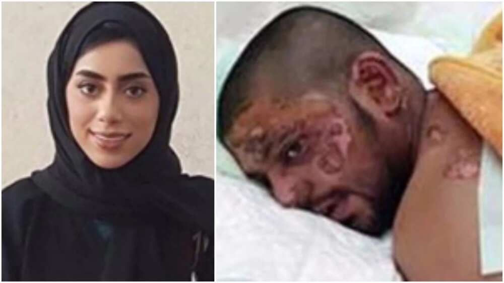 Muslim lady saves burning man's life by wrapping him with an Abaya (photos)