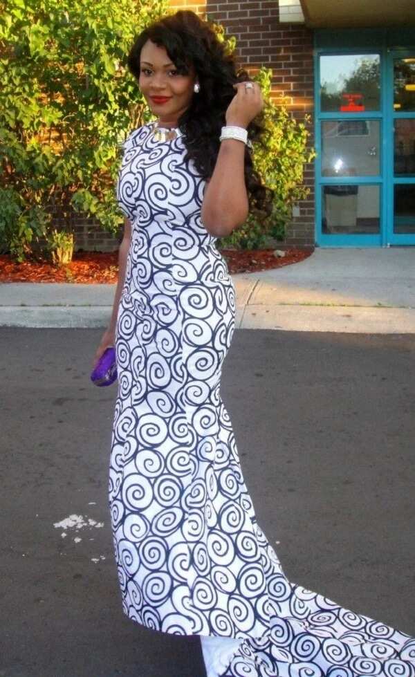 Black and white Ankara maxi gown