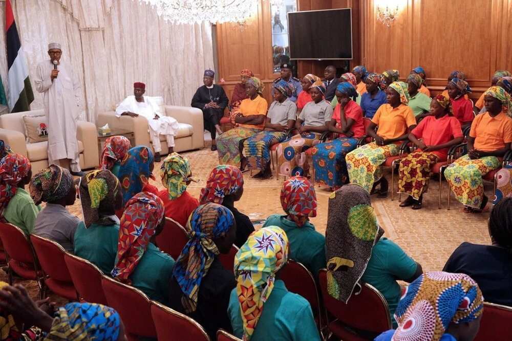 82 released Chibok girls meet Buhari behind closed doors