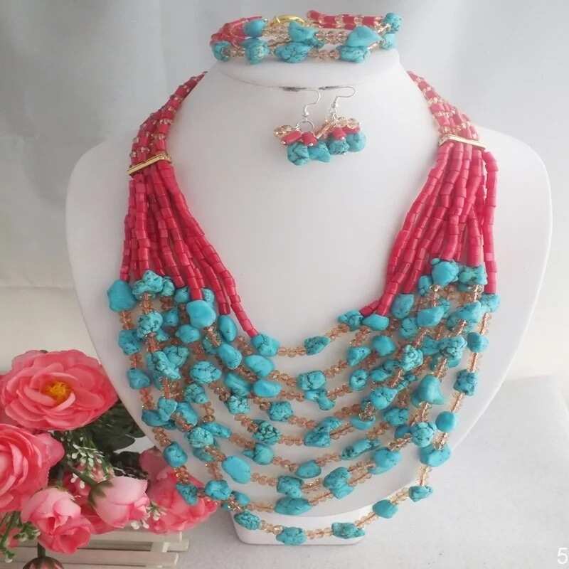 Top Nigerian bead necklace designs with natural stones