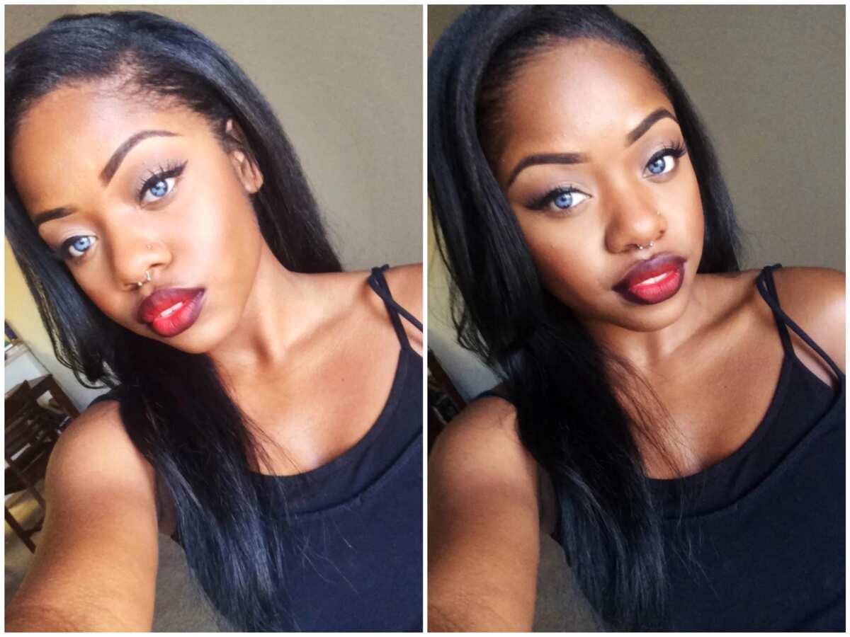 red ombre lips on dark skin