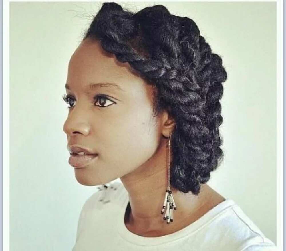 Two-stranded twists: side style Two-stranded twists: side style