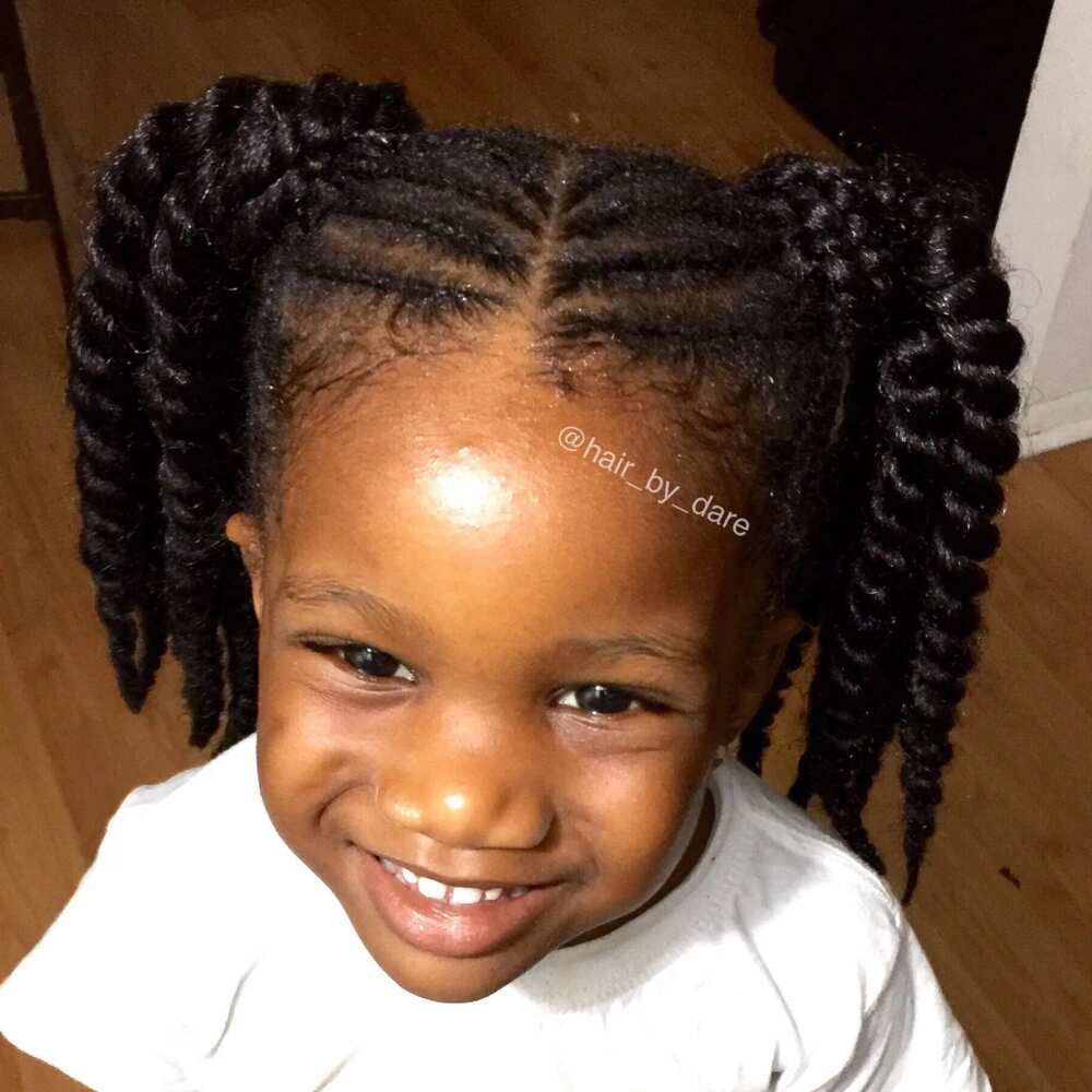 Cornrow twist ponytails