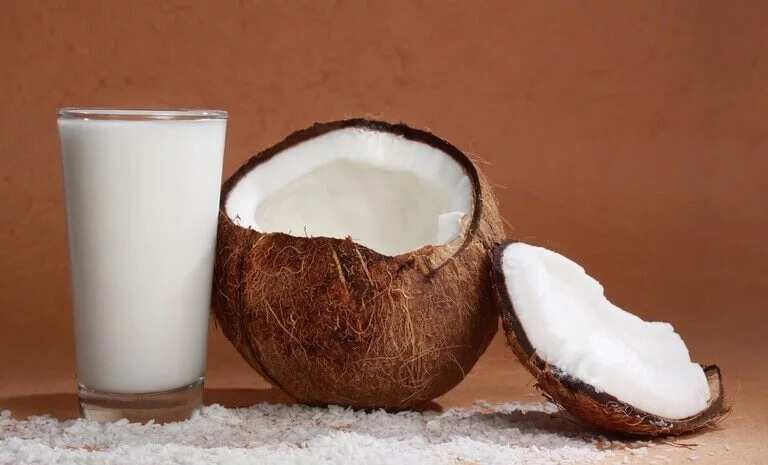Coconut milk and flesh
