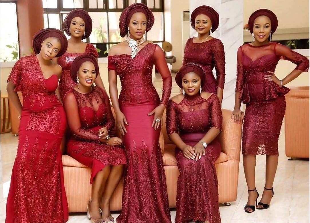 wedding guest aso ebi lace short gown styles