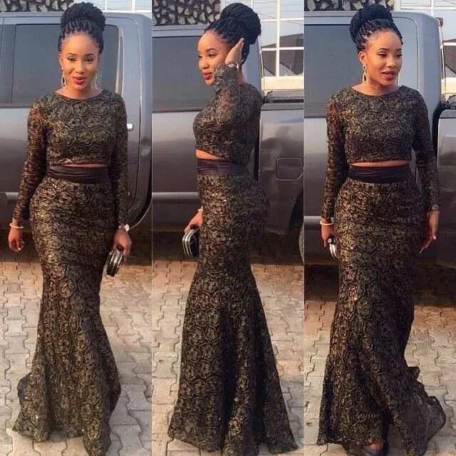 Latest fashion styles in Nigeria 2017, Black lace dress.