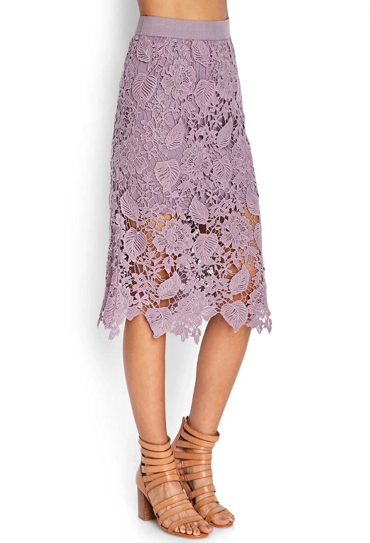 Violet midi lace skirt